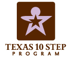 This is a picture of a star that says Texas 10 step program